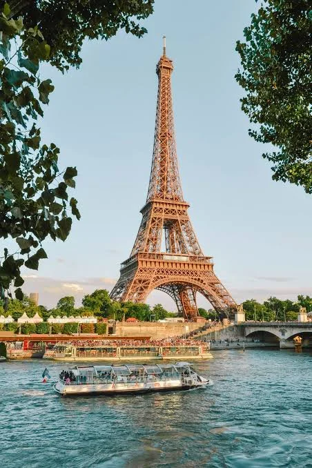 Eiffel Tower beside the Seine in Paris